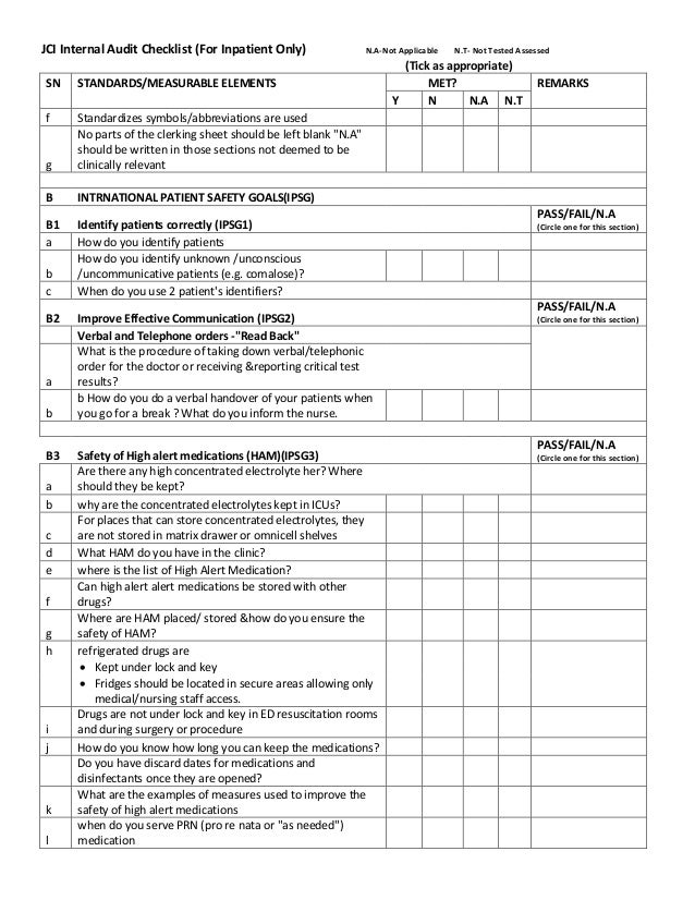 jci internal audit checklist bydrmahboob khan phd 2 638