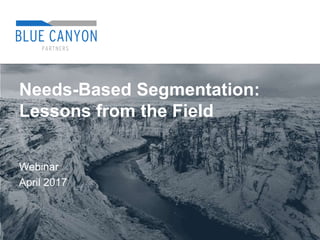 © 2017 Blue Canyon Partners, Inc. All rights reserved.
Webinar
April 2017
Needs-Based Segmentation:
Lessons from the Field
 