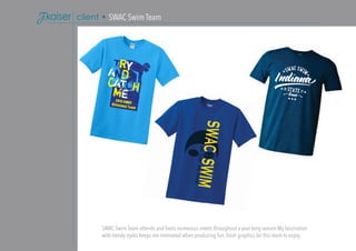 SWAC Swim Team attends and hosts numerous meets throughout a year-long season My fascination
with trendy styles keeps me motivated when producing fun, fresh graphics for this team to enjoy.
client • SWAC Swim Team
 