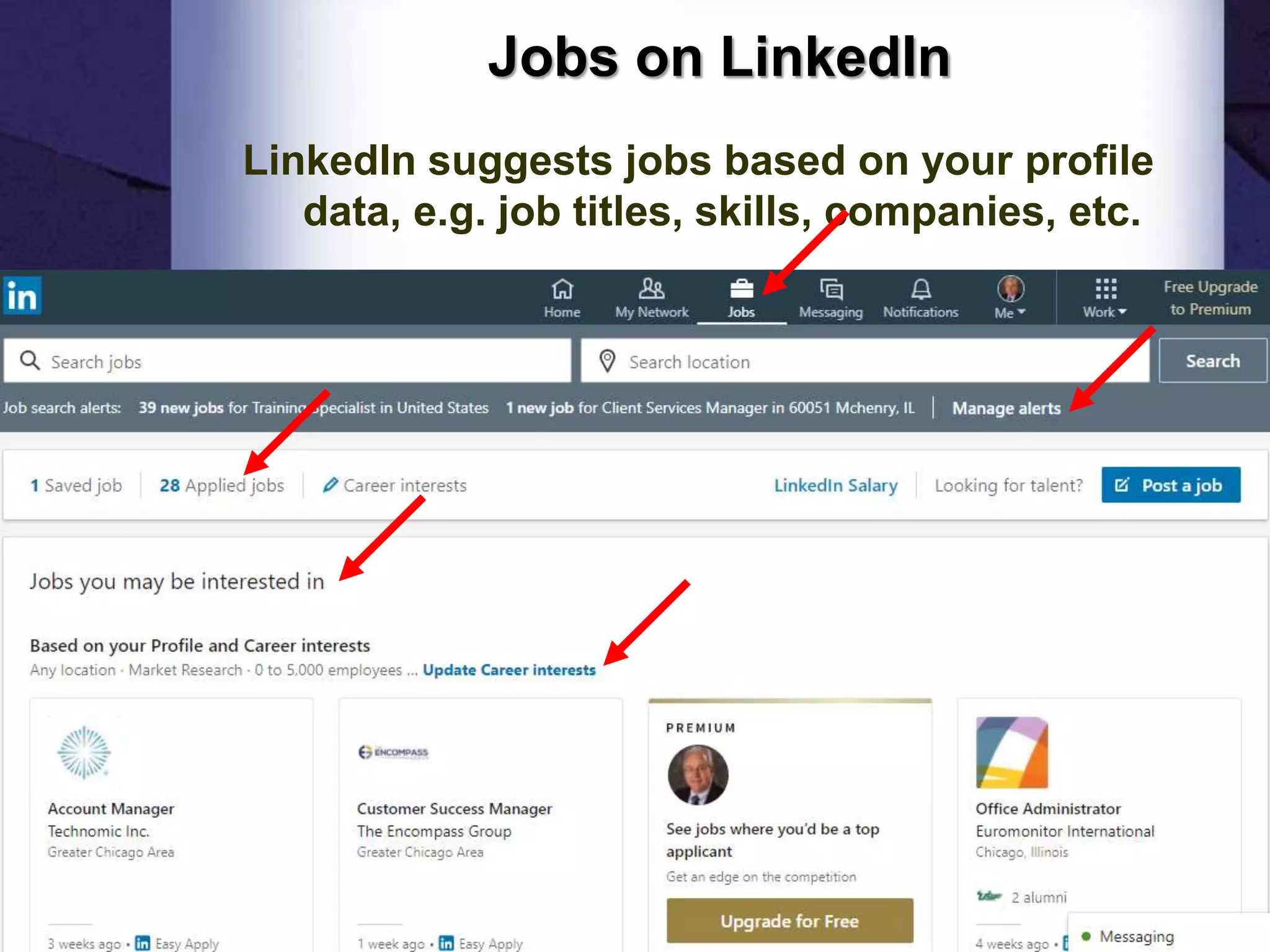 Jobs on LinkedIn
LinkedIn suggests jobs based on your profile
data, e.g. job titles, skills, companies, etc.
37
 