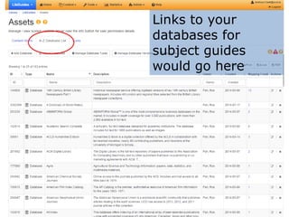 Links to your
databases for
subject guides
would go here
 