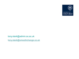 Implementing Site Manager in UAS at University of Oxford Tony Stark – Project Manager [email_address] t [email_address] 2 December 2009 