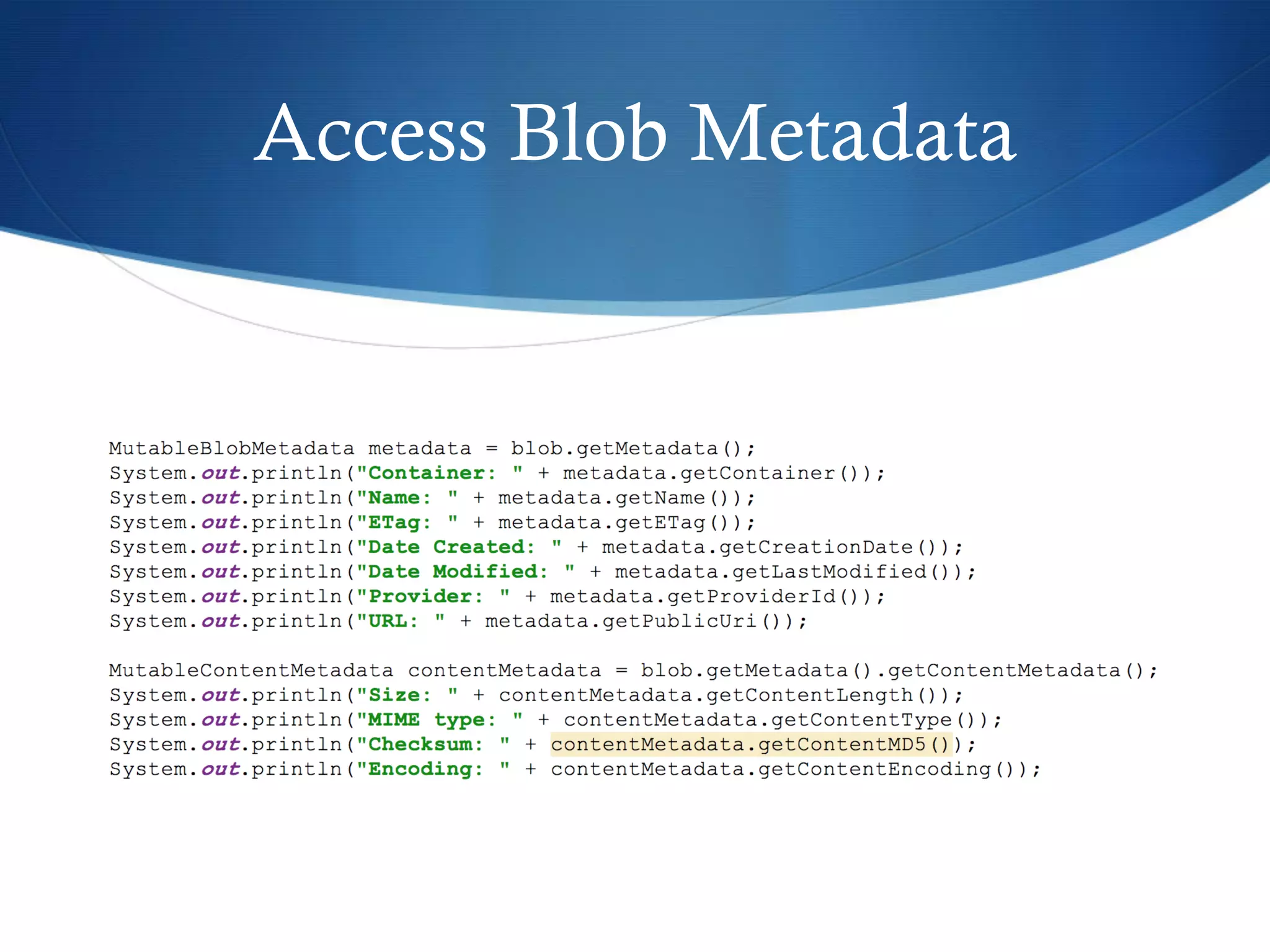 Access Blob Metadata

 