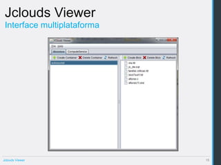 Jclouds Viewer
 Interface multiplataforma




Jclouds Viewer               15
 