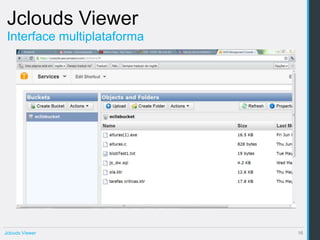 Jclouds Viewer
 Interface multiplataforma




Jclouds Viewer               16
 