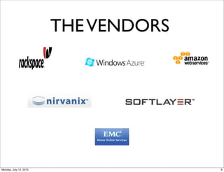 THE VENDORS




Monday, July 12, 2010                 6
 