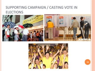 SUPPORTING CAMPAIGN / CASTING VOTE IN
ELECTIONS
18
(c)Dr.Wong
 