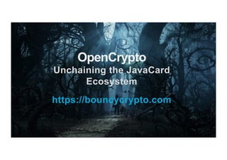 OpenCrypto
Unchaining the JavaCard
Ecosystem
https://bouncycrypto.com
 