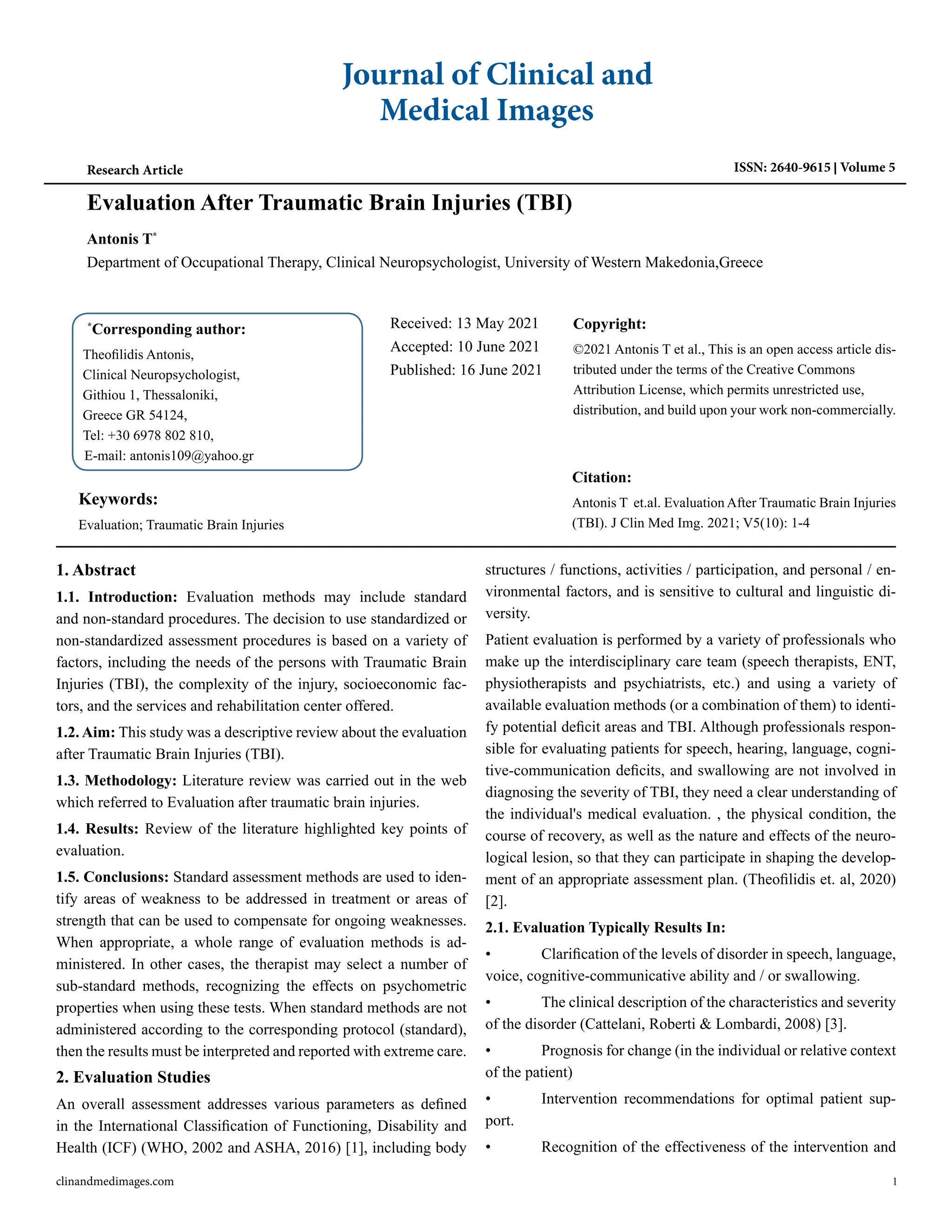 Evaluation After Traumatic Brain Injuries (TBI) | PDF