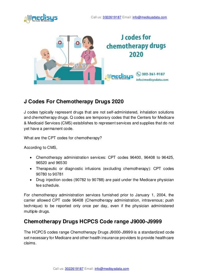 J codes for chemotherapy drugs 2020