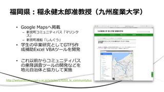 • ��������������
– ����������������
��
– �����������
• ��������������e
������������������
• ��������������
��������������
������������
http://welcome.is.kyusan-u.ac.jp/articles/170202_ki_communitybus
 