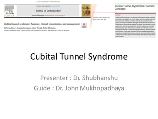 Cubital Tunnel Syndrome
Presenter : Dr. Shubhanshu
Guide : Dr. John Mukhopadhaya
 