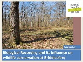 Biological Recording and its influence on
wildlife conservation at Briddlesford
Jonathan Cox
 