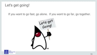 Let's get going!
If you want to go fast, go alone. If you want to go far, go together.
72
 