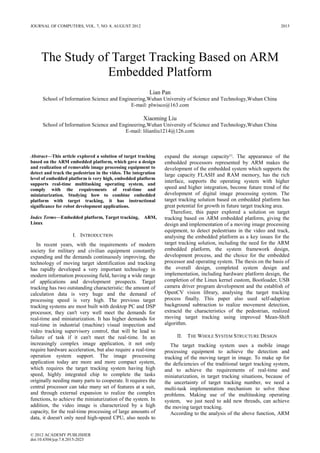 study of target traking baed on ARM embedded platform | PDF