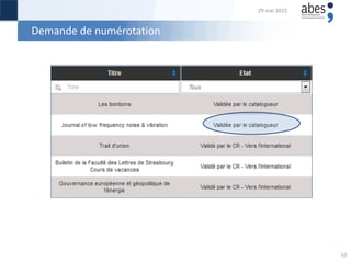 Demande de numérotation
29 mai 2015
10
 