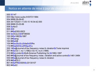 Notice en attente de mise à jour de chargement ISSN
29 mai 2015
23
 