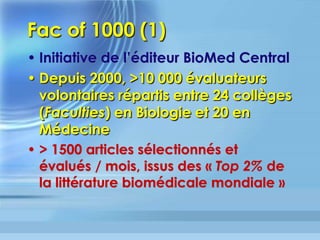 L Eigenfactor de Carl Bergstrom
(Dept. Biology Univ. Washington)	
•  Ajustement automatique des
moyennes de citations propres à
chaque discipline
•  S inspire de la distinction Popular
≠ Prestigious du Journal Status de Bollen
 