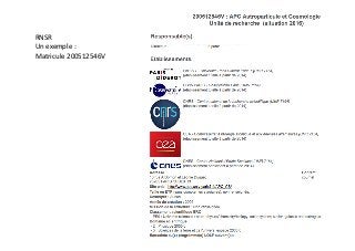 RNSR	
Un	exemple	:	
Matricule	200512546V	
 