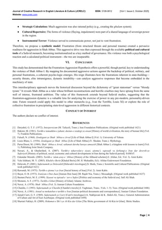 An Examination of Shah Abbas Safavi's Violence based on Dollard and