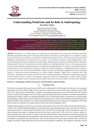 Understanding Positivism and Its Role in Anthropology | PDF