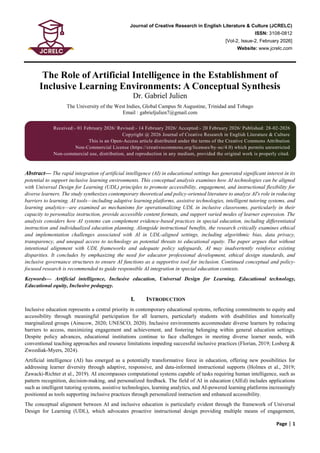 The Role of Artificial Intelligence in the Establishment of Inclusive ...