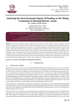 Analyzing the Socio-Economic Impact of Flooding on the Mising Community ...