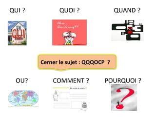 QUI ?          QUOI ?                QUAND ?




        Cerner le sujet : QQQOCP ?


 OU?        COMMENT ?          POURQUOI ?
 