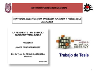 INSTITUTO POLITECNICO NACIONAL CENTRO DE INVESTIGACION  EN CIENCIA APLICADA Y TECNOLOGIA AVANZADA 