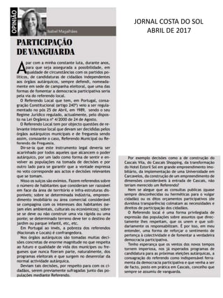 JORNAL COSTA DO SOL
ABRIL DE 2017
 