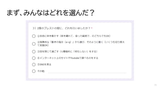 まず、みんなはどれを選んだ？
21
 