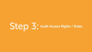 Step 3:Audit Access Rights / Roles
 