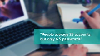 “People average 25 accounts,
but only 6.5 passwords”
 