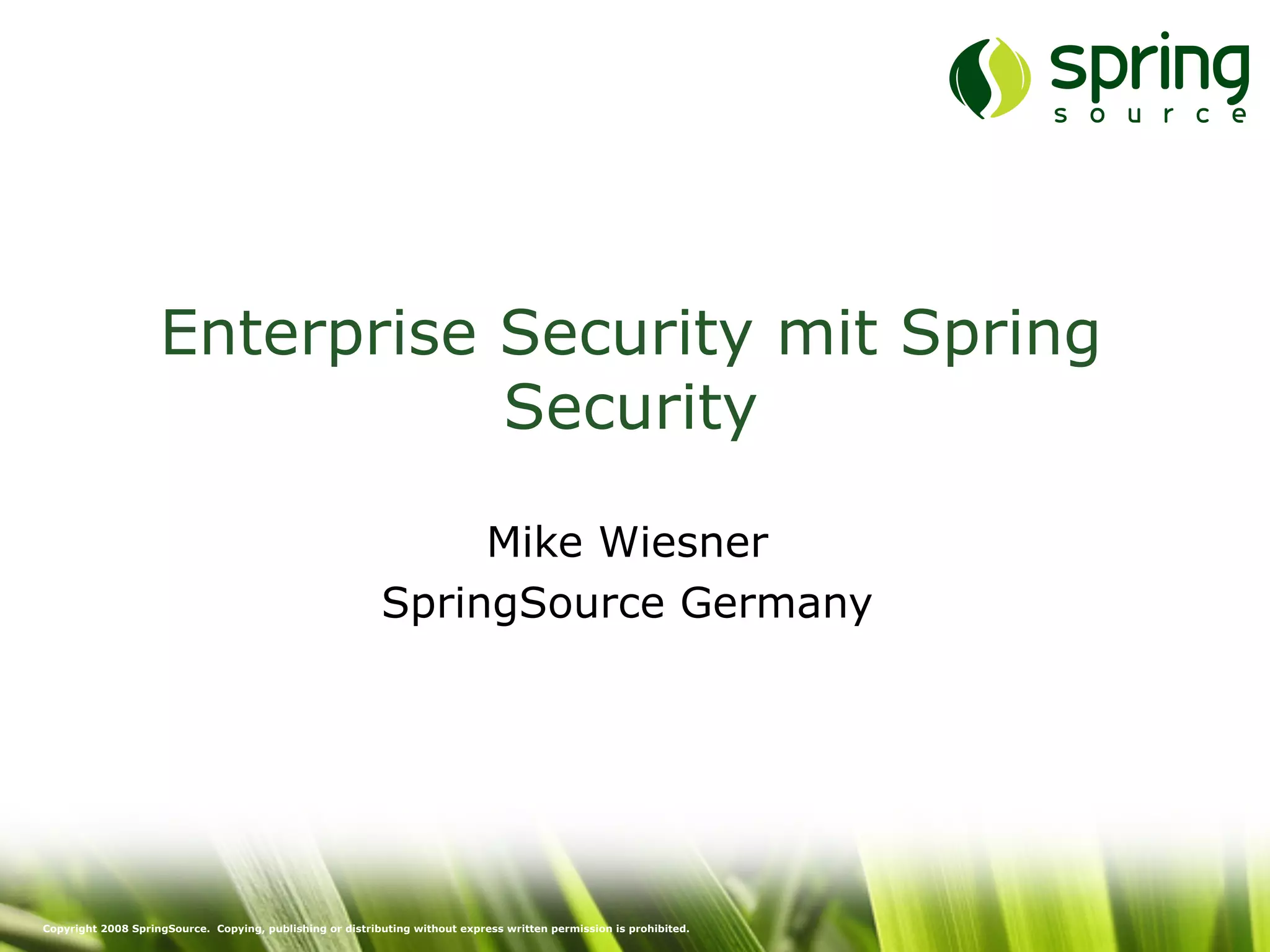 Enterprise Security mit Spring Security