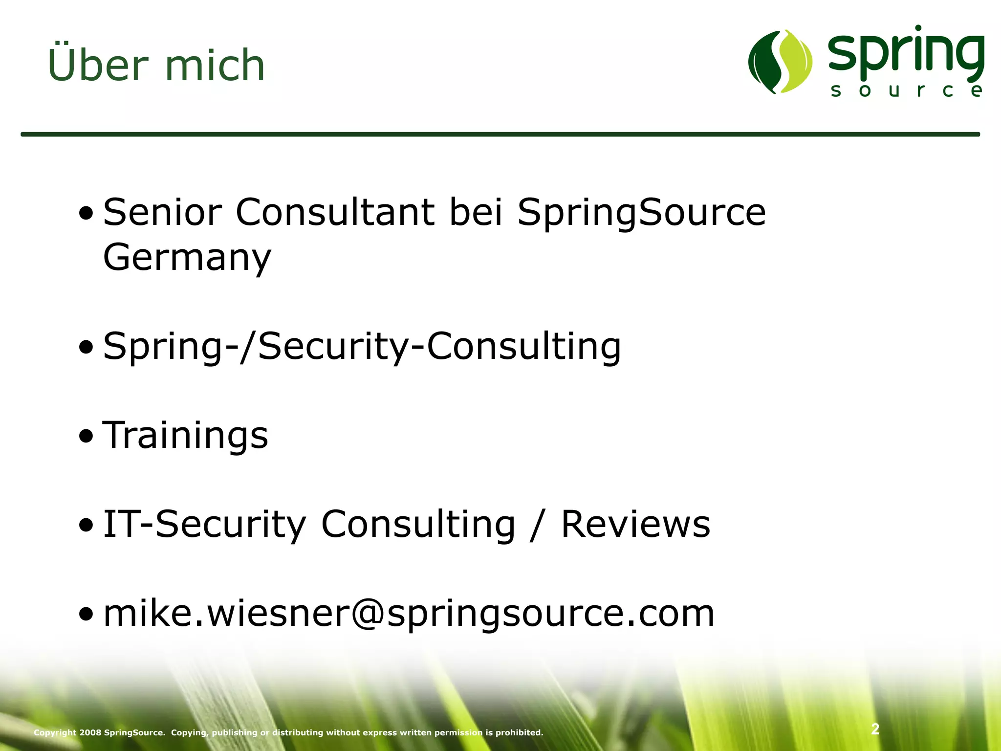 Enterprise Security mit Spring Security