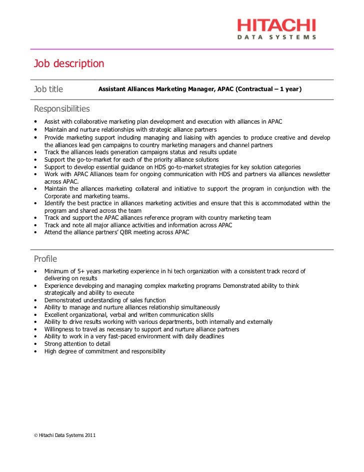 assistant alliances marketing manager apac contract 1 year marketing contract