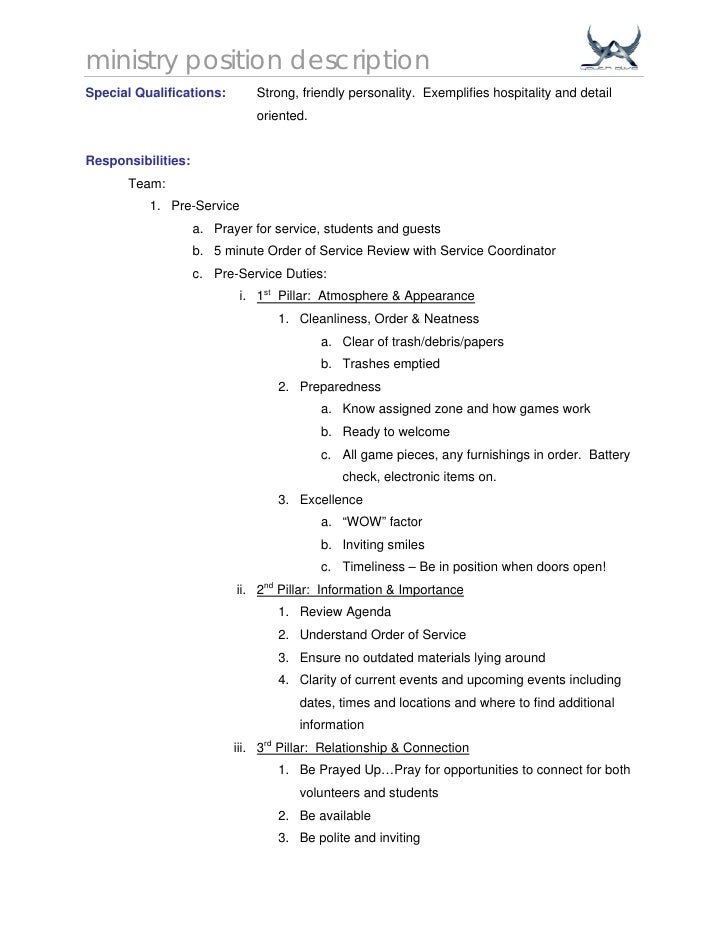 Job Description Game Host