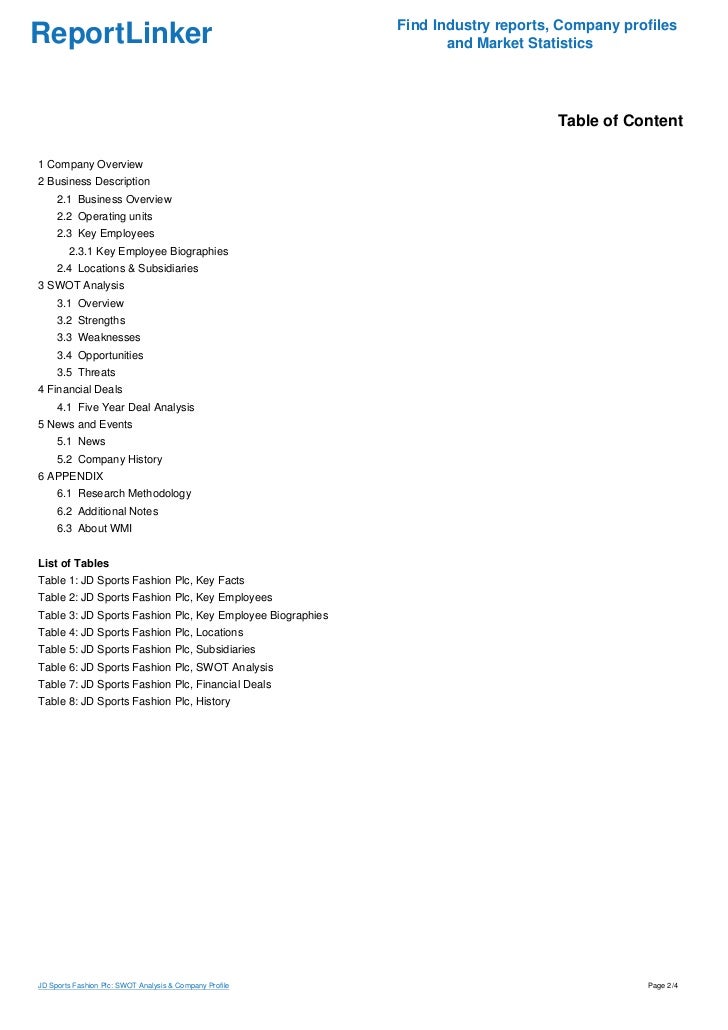 JD Sports Fashion Plc SWOT Analysis & Company Profile