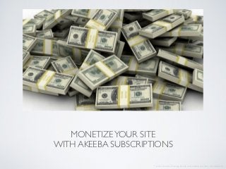 MONETIZE YOUR SITE
WITH AKEEBA SUBSCRIPTIONS

                     * actual amount of money earned will certainly vary from the illustration ;)
 