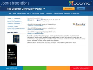 www.joomla.org Joomla!Day Switzerland 2013
Joomla translations
 