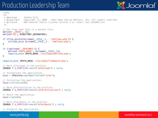 www.joomla.org Joomla!Day Switzerland 2013
Production Leadership Team
 