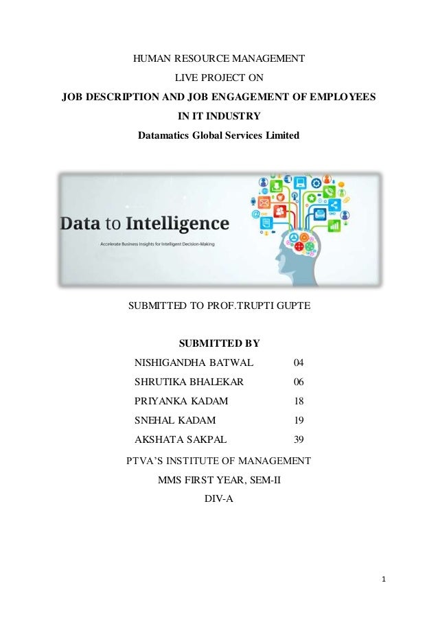 live project on job description and job engagement of employees in it