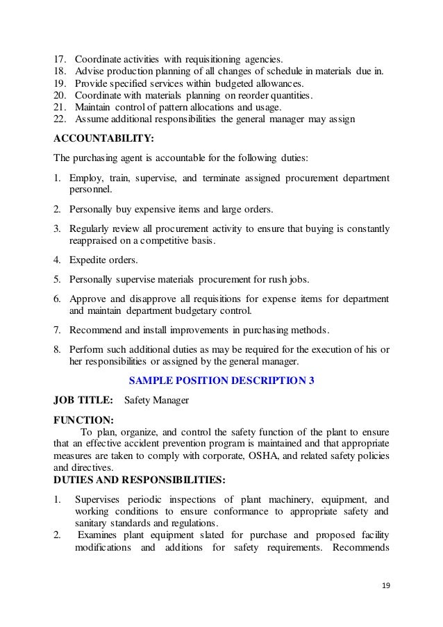 plant manager job description