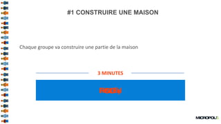7
#1 CONSTRUIRE UNE MAISON
Chaque groupe va construire une partie de la maison
3 MINUTES
FINISHGOReady
 