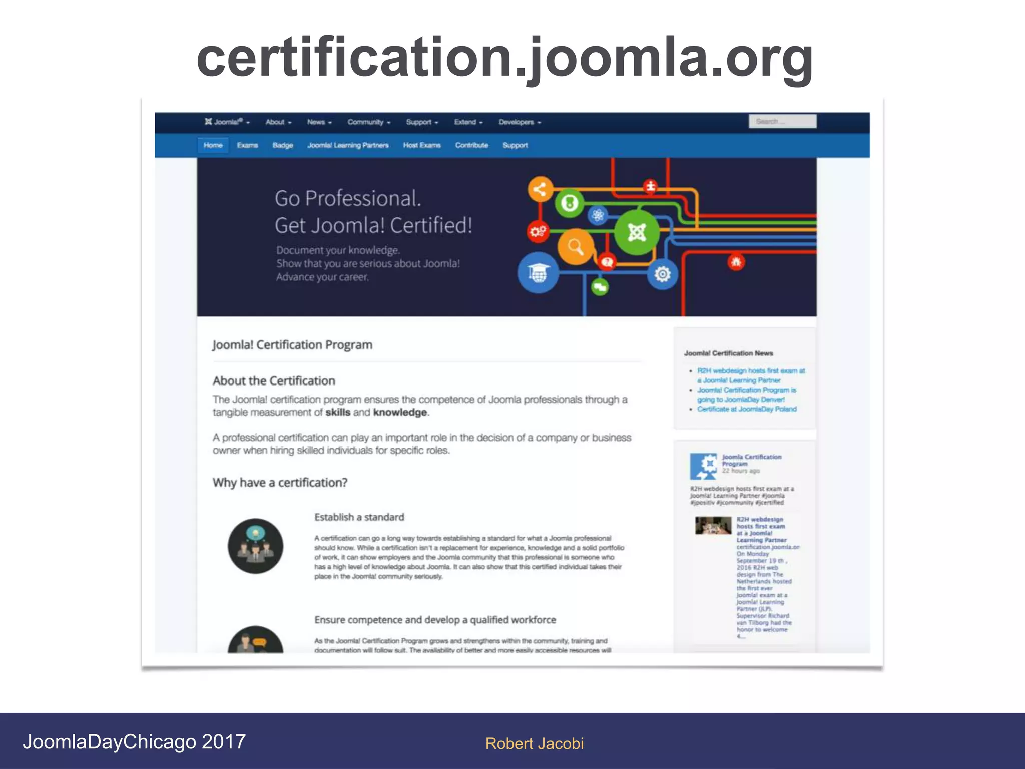 certification.joomla.org
Robert JacobiJoomlaDayChicago 2017
 
