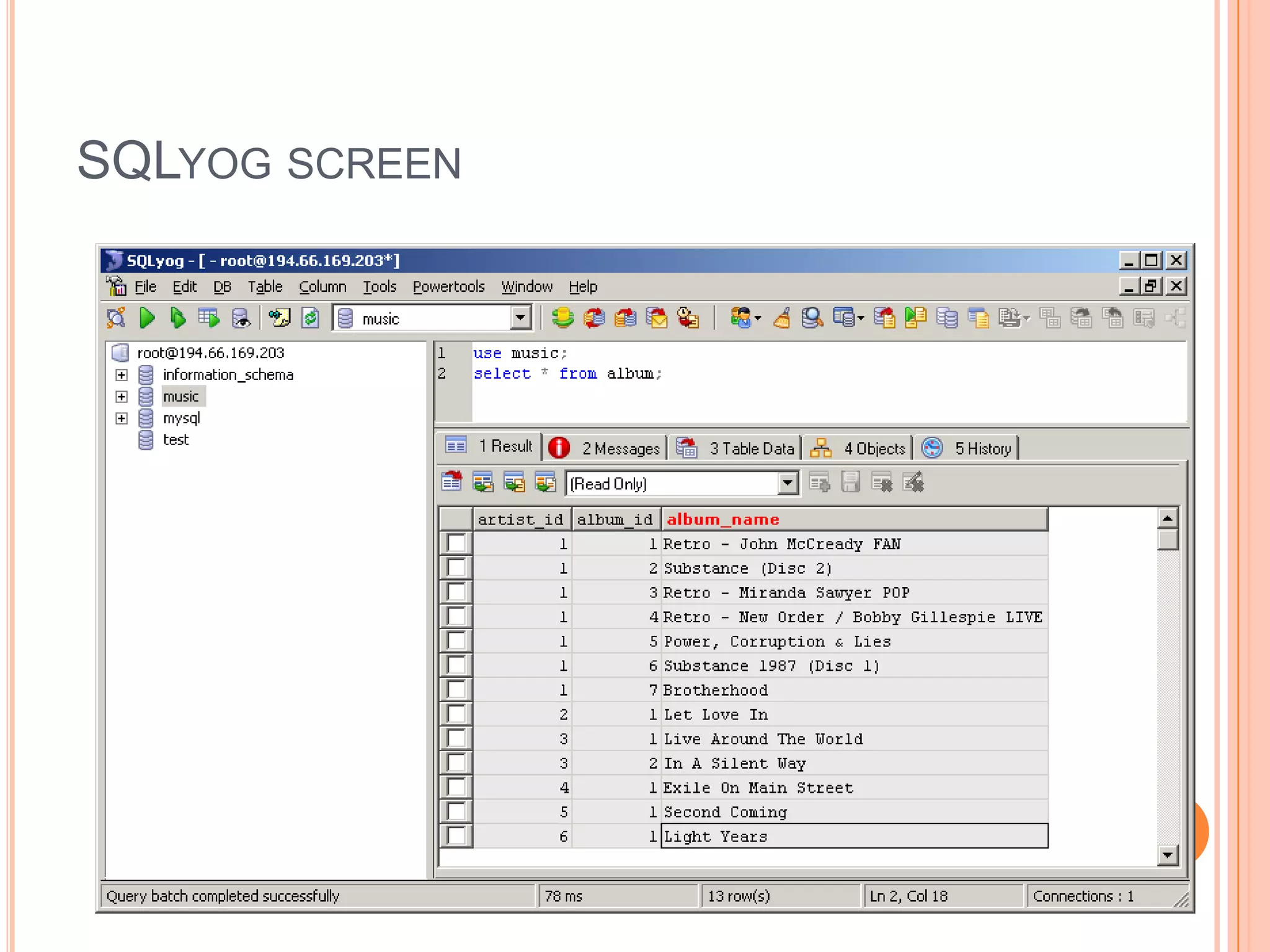 SQLyog screen