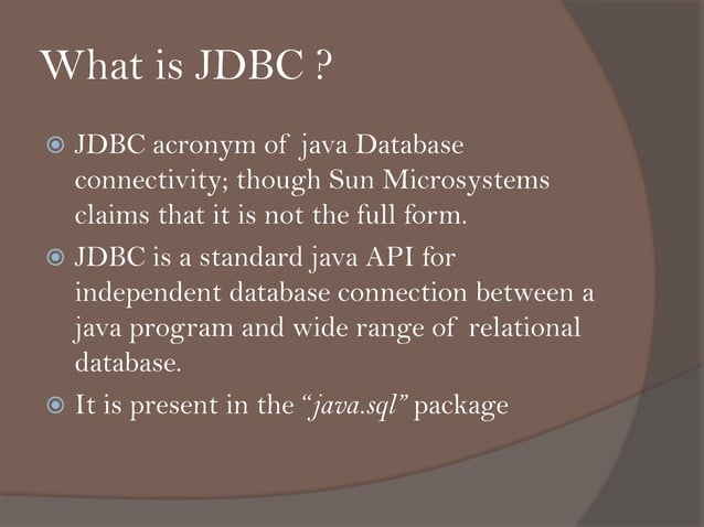 JDBC: java DataBase connectivity | PPSX