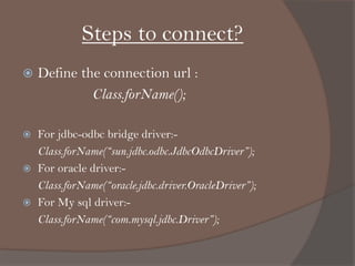 JDBC: java DataBase connectivity | PPSX