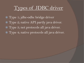 JDBC: java DataBase connectivity | PPT