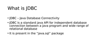 Jdbc connectivity in java | PPT